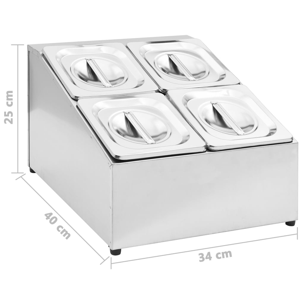 Gastronorm Container Holder with 4 GN 1/6 Pan Stainless Steel